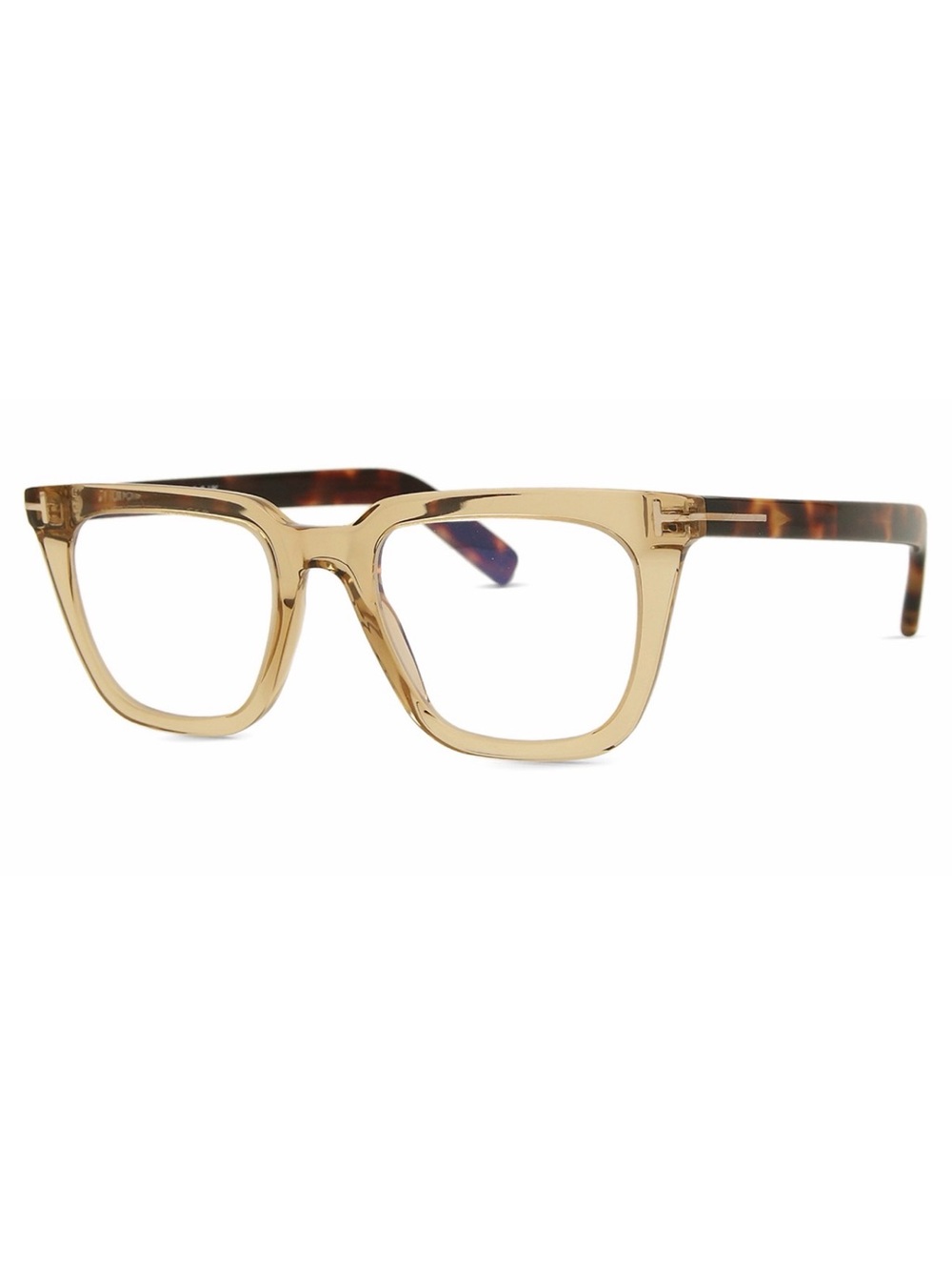 New Tom Ford FT5963-B 045 Square Clear Light Brown Glasses Authentic